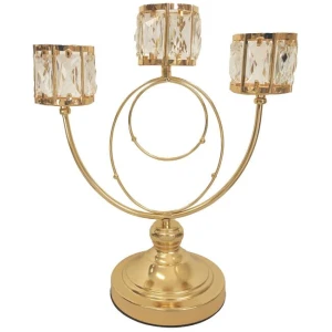 Trio Crystal Candle Holder - Gold