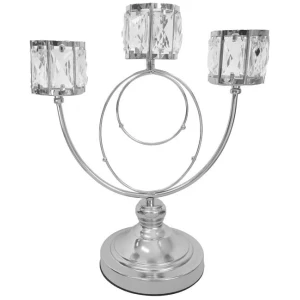 Trio Crystal Candle Holder - Silver