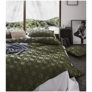 Tufted ultra soft microfiber quilt cover set-king khaiki green
