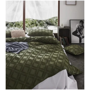 Tufted ultra soft microfiber quilt cover set-king khaiki green