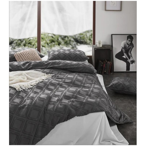 Tufted ultra soft microfiber quilt cover set-king smoke