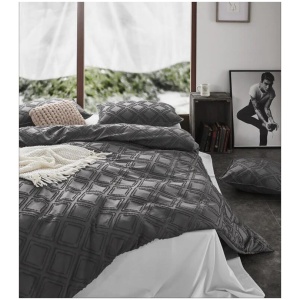 Tufted ultra soft microfiber quilt cover set-queen smoke