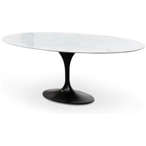 Tulip 2m White Marble Oval Dining Table - Black Base by Interior Secrets - AfterPay Available