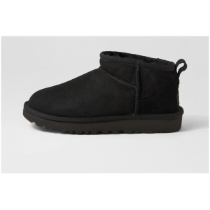 Ugg Ultra Mini Uu Black Sheepskin Black Boots Womens Shoes Comfort Ankle Boots