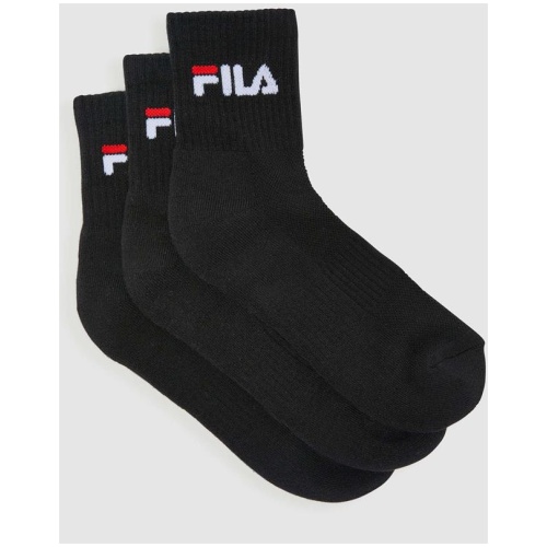 Unisex Qtr Crew Socks 3pk - BLACK - BLACK