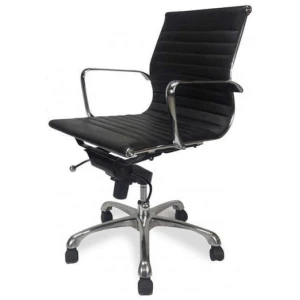 Veera Low Back Office Chair - Black Leather by Interior Secrets - AfterPay Available