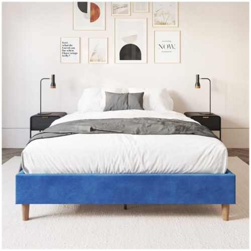 Velvet Blue Bed Frame- Queen