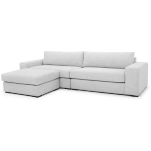 Vera 3 Seater Fabric Sofa with Movable Chaise - Light Texture Grey by Interior Secrets - AfterPay Available