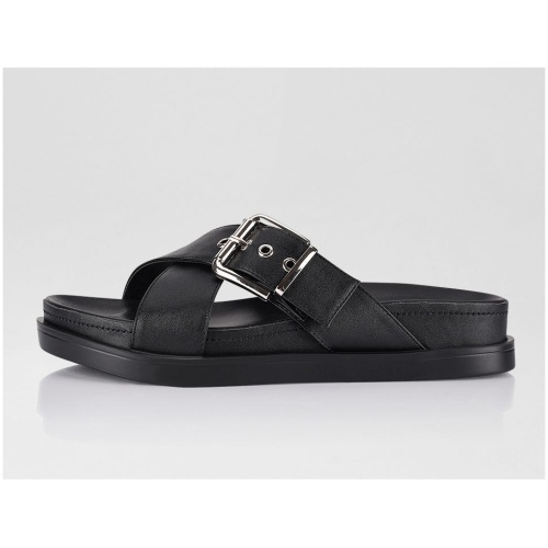 Verali Oscar Ve Black Smooth Black Sandals Womens Shoes Casual Sandals Flat Sandals