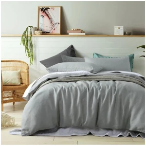 Vintage Design Homewares 100% Linen Dove Grey Quilt Cover Set King