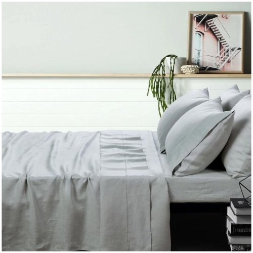 Vintage Design Homewares 100% Linen Dove Grey Sheet Set KING