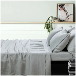 Vintage Design Homewares 100% Linen Dove Grey Sheet Set QUEEN