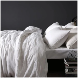 Vintage Design Homewares 100% Linen White Quilt Cover Set Double