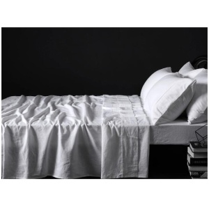 Vintage Design Homewares 100% Linen White Sheet Set QUEEN