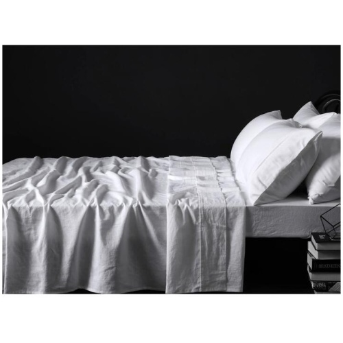 Vintage Design Homewares 100% Linen White Sheet Set QUEEN
