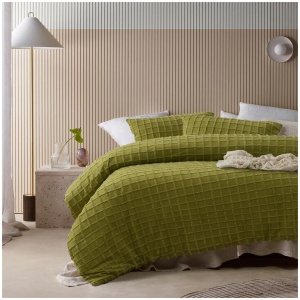 Vintage Design Homewares Parquet Cacti Green Cotton Quilt Cover Set King