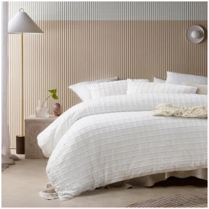 Vintage Design Homewares Parquet White Cotton Quilt Cover Set King