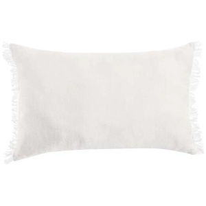 Vintage Design Homewares White French Linen Filled Cushion Oblong - 35cm x 55cm