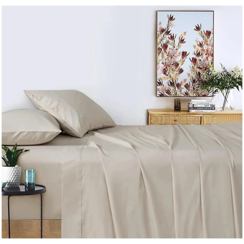 Vintage Washed 100% Cotton Sheet Set with 1 Pillowcases - Natural - Single