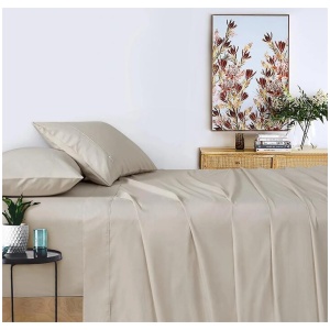 Vintage Washed 100% Cotton Sheet Set with 2 Pillowcases - Natural - King Size