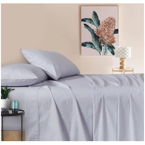 Vintage Washed 100% Cotton Sheet Set with 2 Pillowcases - Silver - King Single