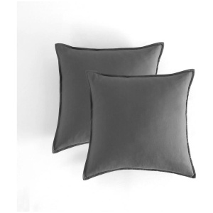 Vintage Washed Microfibre European Pillowcases - Set of 2 Luxurious European Pillow Covers - Grey