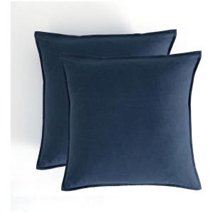 Vintage Washed Microfibre European Pillowcases - Set of 2 Luxurious European Pillow Covers - Navy