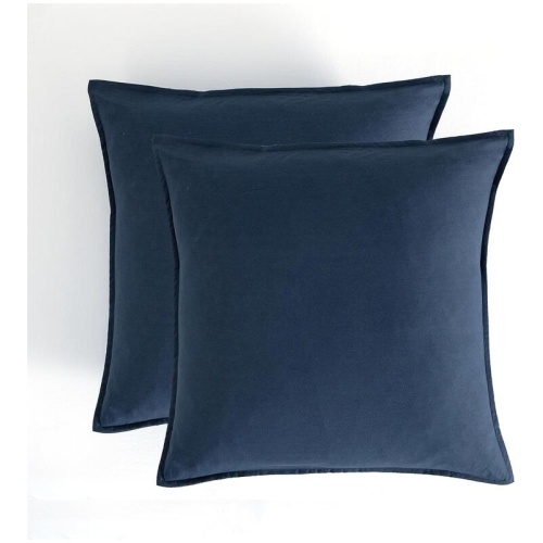 Vintage Washed Microfibre European Pillowcases - Set of 2 Luxurious European Pillow Covers - Navy