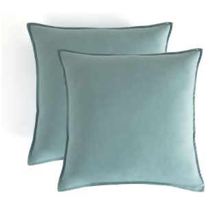 Vintage Washed Microfibre European Pillowcases - Set of 2 Luxurious European Pillow Covers - Seafoam