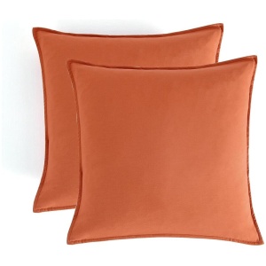 Vintage Washed Microfibre European Pillowcases - Set of 2 Luxurious European Pillow Covers - Terracotta