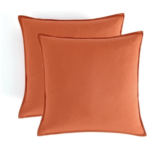 Vintage Washed Microfibre European Pillowcases - Set of 2 Luxurious European Pillow Covers - Terracotta