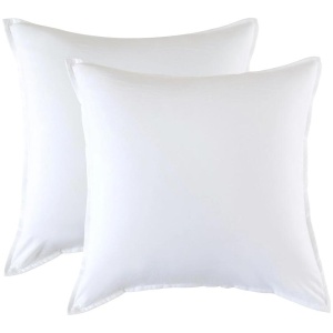 Vintage Washed Microfibre European Pillowcases - Set of 2 Luxurious European Pillow Covers - White