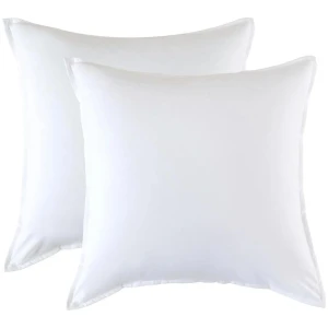 Vintage Washed Microfibre European Pillowcases - Set of 2 Luxurious European Pillow Covers - White