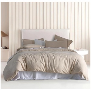 Vintage Washed Microfibre Quilt Cover Set (3Pcs) - Linen - Queen Size