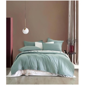 Vintage Washed Microfibre Quilt Cover Set (3Pcs) - Seafoam - Queen Size