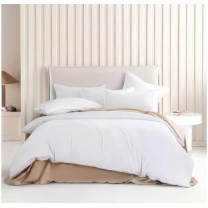 Vintage Washed Microfibre Quilt Cover Set (3Pcs) - White - King Size