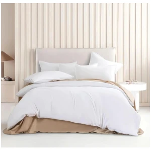 Vintage Washed Microfibre Quilt Cover Set (3Pcs) - White - King Size