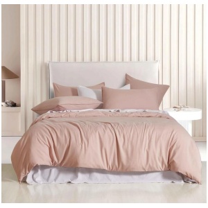 Vintage Washed Microfibre Quilt Cover Set (Pink, Super King)