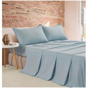 Vintage Washed Microfibre Sheet Set (Blue, King Single)