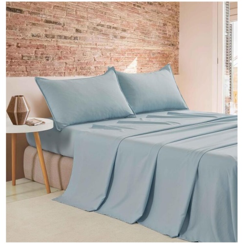 Vintage Washed Microfibre Sheet Set (Blue, Queen)