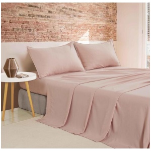Vintage Washed Microfibre Sheet Set (Pink, King Single)