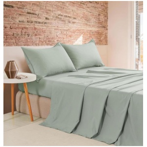 Vintage Washed Microfibre Sheet Set (Sage, Single)