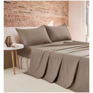 Vintage Washed Microfibre Sheet Set (Truffle, King Single)