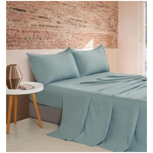 Vintage Washed Microfibre Sheet Set with 1 Pillowcase - Seafoam - Single
