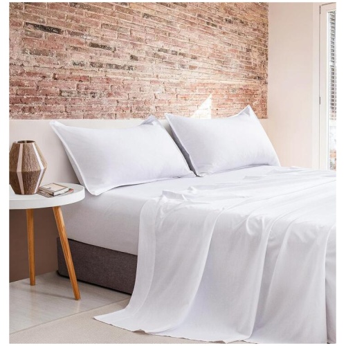 Vintage Washed Microfibre Sheet Set with 1 Pillowcase - White - King Single