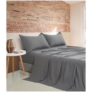 Vintage Washed Microfibre Sheet Set with 2 Pillowcases - Grey - Queen