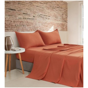 Vintage Washed Microfibre Sheet Set with 2 Pillowcases - Terracotta - Queen