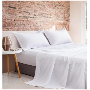 Vintage Washed Microfibre Sheet Set with 2 Pillowcases - White - King