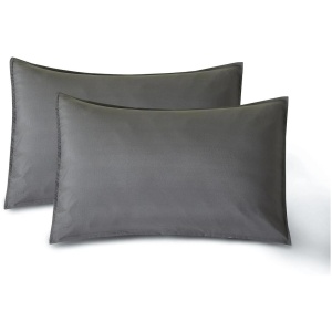 Vintage Washed Microfibre Standard Pillowcases - Set of 2 Luxurious Standard Pillow Covers - Grey