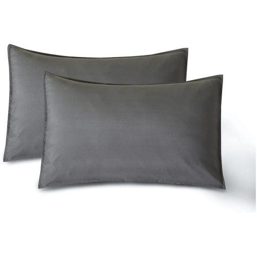 Vintage Washed Microfibre Standard Pillowcases - Set of 2 Luxurious Standard Pillow Covers - Grey